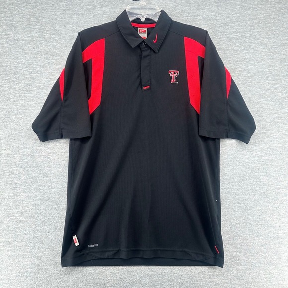 Nike Other - Vintage Texas Tech Nike Team Polo Men Medium Black Red NikeFIT Dry Short Sleeve